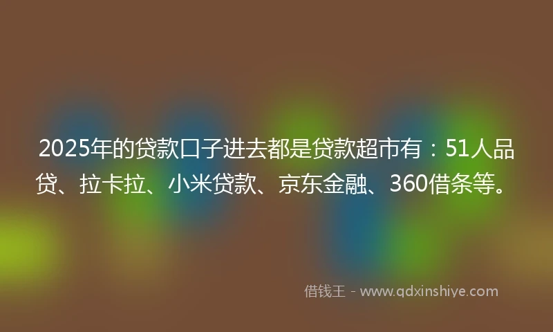 2025年的贷款口子进去都是贷款超市有：51人品贷、拉卡拉、小米贷款、京东金融、360借条等。