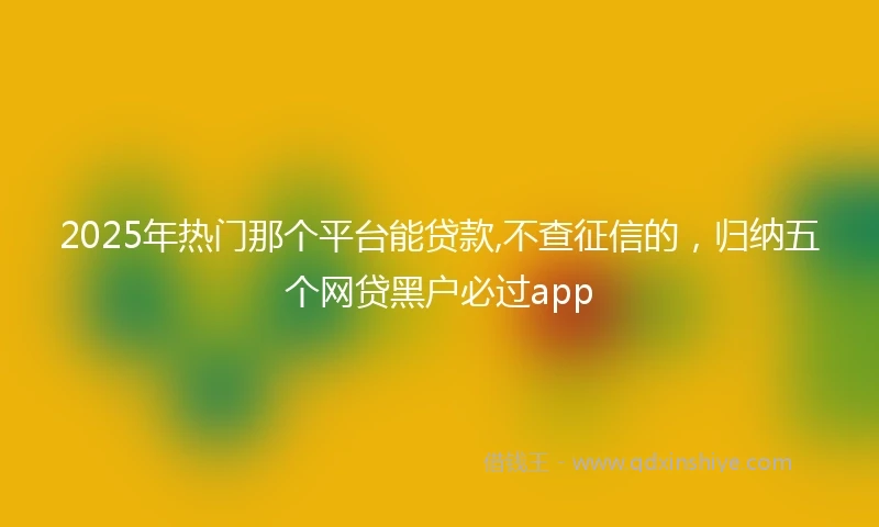 2025年热门那个平台能贷款,不查征信的，归纳五个网贷黑户必过app
