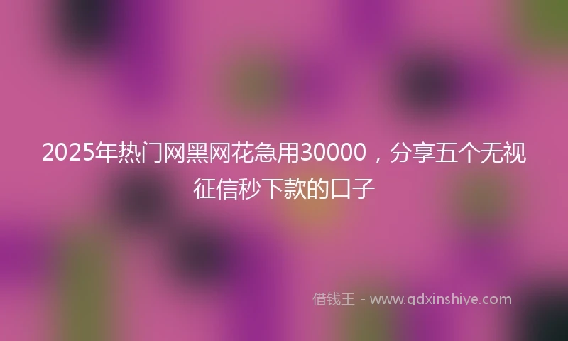 2025年热门网黑网花急用30000，分享五个无视征信秒下款的口子