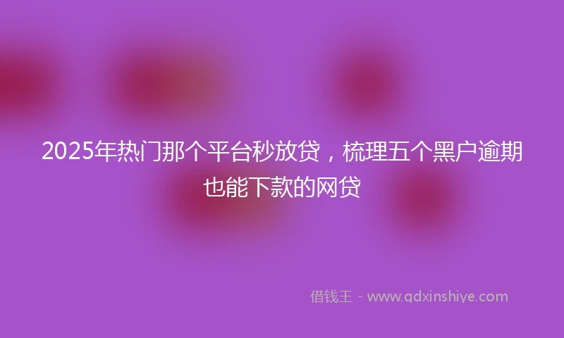 2025年热门那个平台秒放贷，梳理五个黑户逾期也能下款的网贷