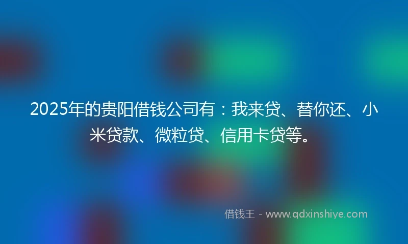 2025年的贵阳借钱公司有：我来贷、替你还、小米贷款、微粒贷、信用卡贷等。