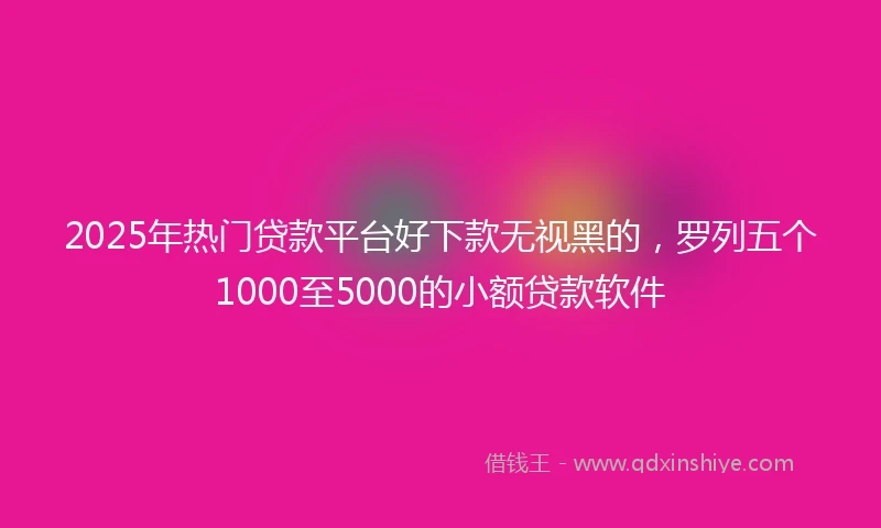 2025年热门贷款平台好下款无视黑的，罗列五个1000至5000的小额贷款软件