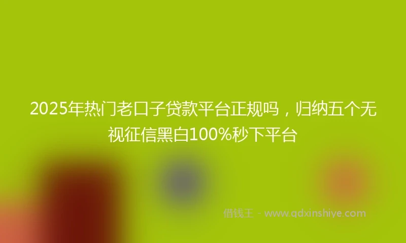 2025年热门老口子贷款平台正规吗，归纳五个无视征信黑白100%秒下平台