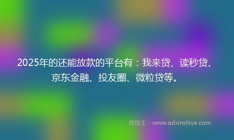 2025年的还能放款的平台有：我来贷、读秒贷、京东金融、投友圈、微粒贷等。