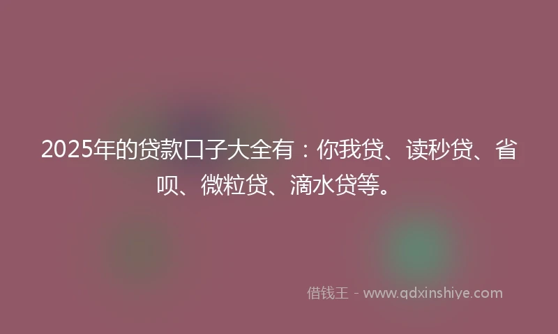2025年的贷款口子大全有：你我贷、读秒贷、省呗、微粒贷、滴水贷等。