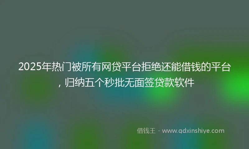 2025年热门被所有网贷平台拒绝还能借钱的平台，归纳五个秒批无面签贷款软件