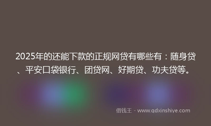 2025年的还能下款的正规网贷有哪些有：随身贷、平安口袋银行、团贷网、好期贷、功夫贷等。