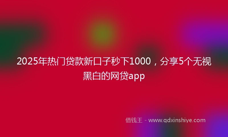 2025年热门贷款新口子秒下1000，分享5个无视黑白的网贷app