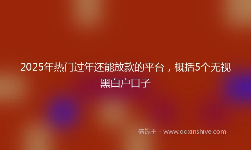 2025年热门过年还能放款的平台，概括5个无视黑白户口子