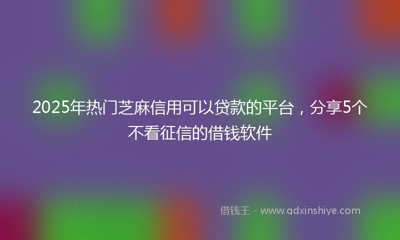 2025年热门芝麻信用可以贷款的平台，分享5个不看征信的借钱软件