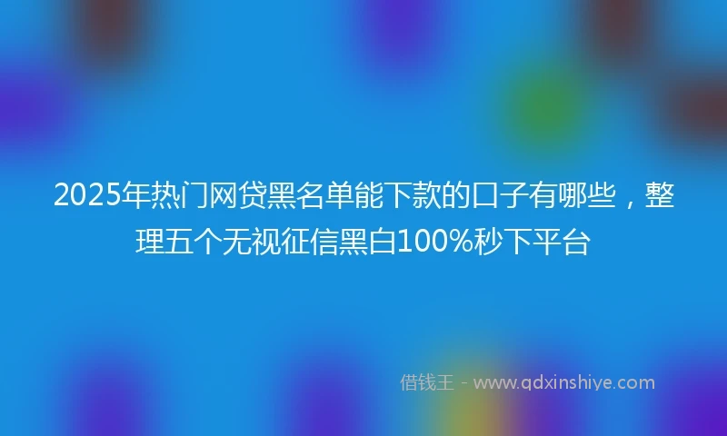 2025年热门网贷黑名单能下款的口子有哪些，整理五个无视征信黑白100%秒下平台
