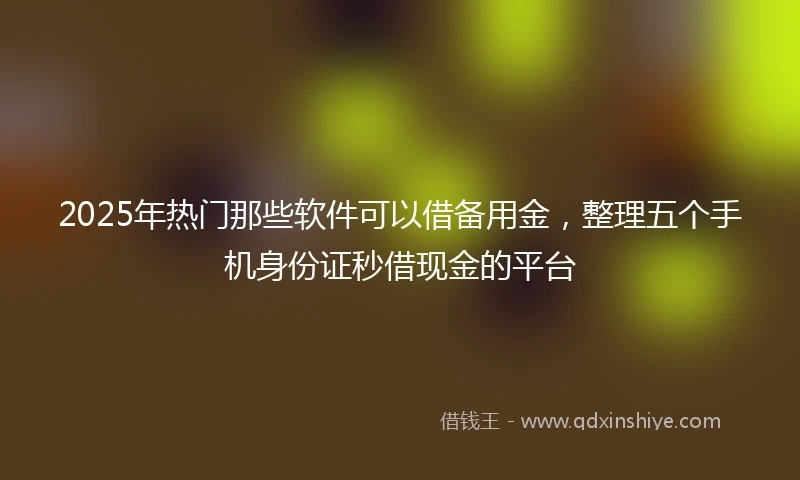 2025年热门那些软件可以借备用金，整理五个手机身份证秒借现金的平台