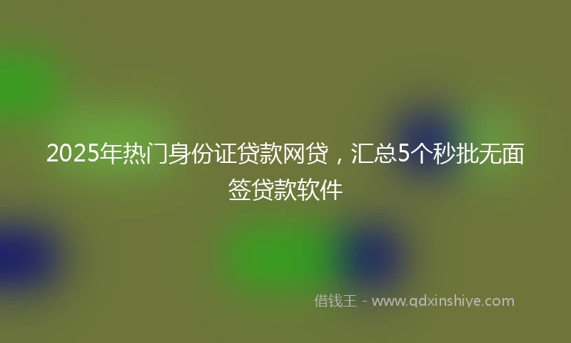 2025年热门身份证贷款网贷，汇总5个秒批无面签贷款软件