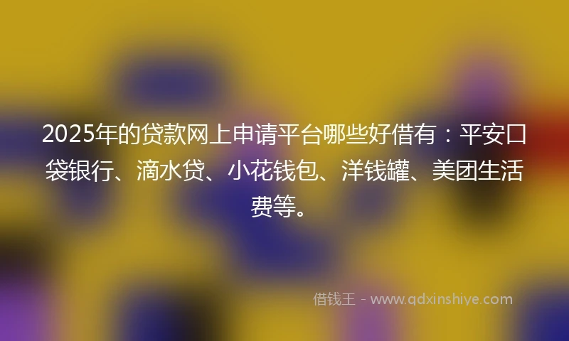 2025年的贷款网上申请平台哪些好借有：平安口袋银行、滴水贷、小花钱包、洋钱罐、美团生活费等。