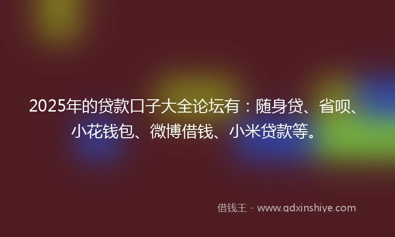 2025年的贷款口子大全论坛有：随身贷、省呗、小花钱包、微博借钱、小米贷款等。