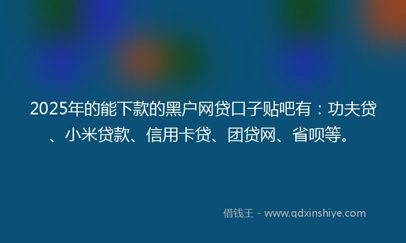 2025年的能下款的黑户网贷口子贴吧有：功夫贷、小米贷款、信用卡贷、团贷网、省呗等。