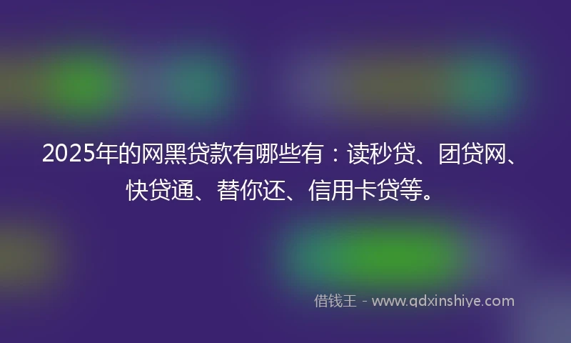 2025年的网黑贷款有哪些有：读秒贷、团贷网、快贷通、替你还、信用卡贷等。