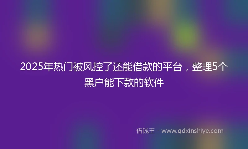 2025年热门被风控了还能借款的平台，整理5个黑户能下款的软件