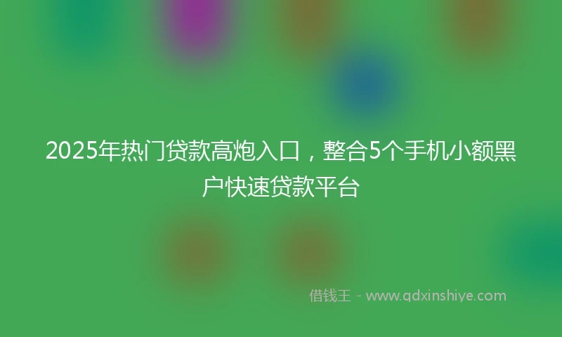 2025年热门贷款高炮入口，整合5个手机小额黑户快速贷款平台