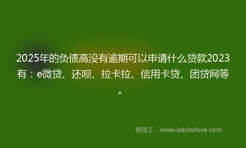 2025年的负债高没有逾期可以申请什么贷款2023有：e微贷、还呗、拉卡拉、信用卡贷、团贷网等。