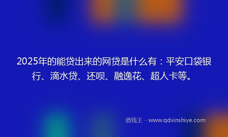 2025年的能贷出来的网贷是什么有：平安口袋银行、滴水贷、还呗、融逸花、超人卡等。