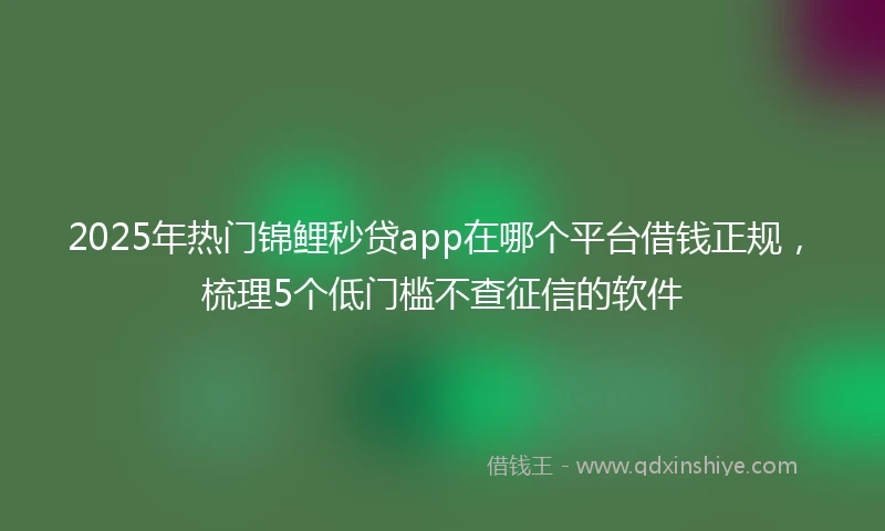 2025年热门锦鲤秒贷app在哪个平台借钱正规，梳理5个低门槛不查征信的软件