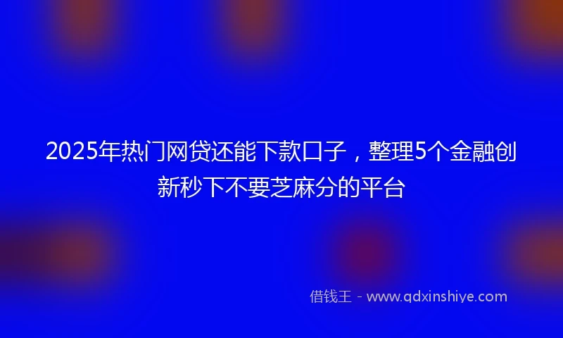 2025年热门网贷还能下款口子，整理5个金融创新秒下不要芝麻分的平台