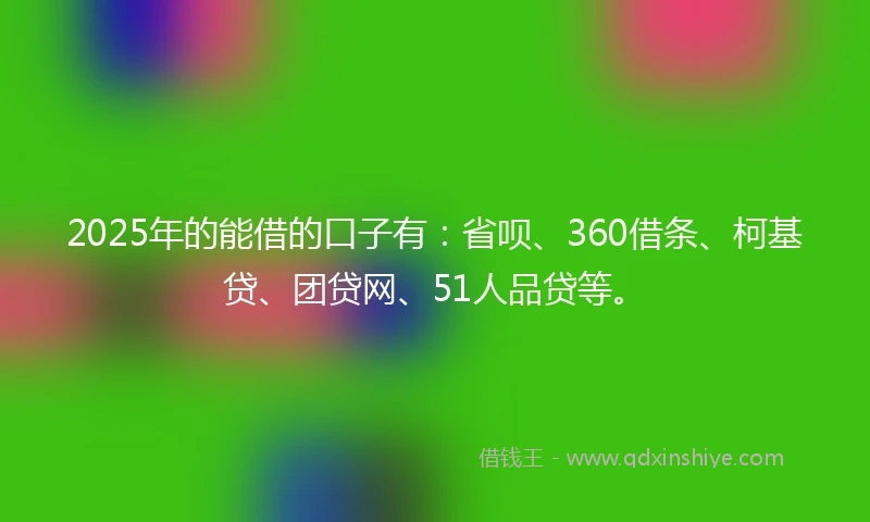 2025年的能借的口子有：省呗、360借条、柯基贷、团贷网、51人品贷等。