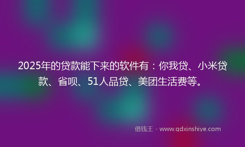 2025年的贷款能下来的软件有：你我贷、小米贷款、省呗、51人品贷、美团生活费等。