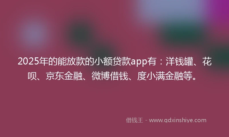 2025年的能放款的小额贷款app有：洋钱罐、花呗、京东金融、微博借钱、度小满金融等。