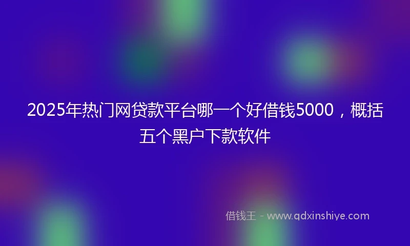 2025年热门网贷款平台哪一个好借钱5000，概括五个黑户下款软件