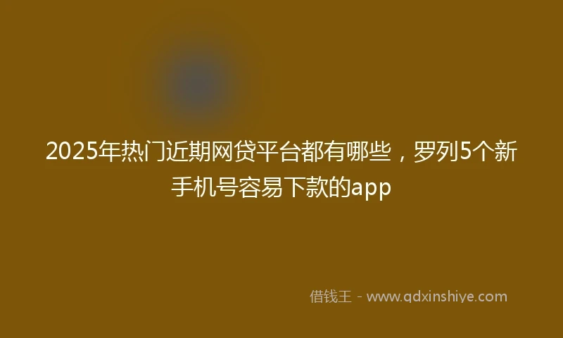 2025年热门近期网贷平台都有哪些，罗列5个新手机号容易下款的app