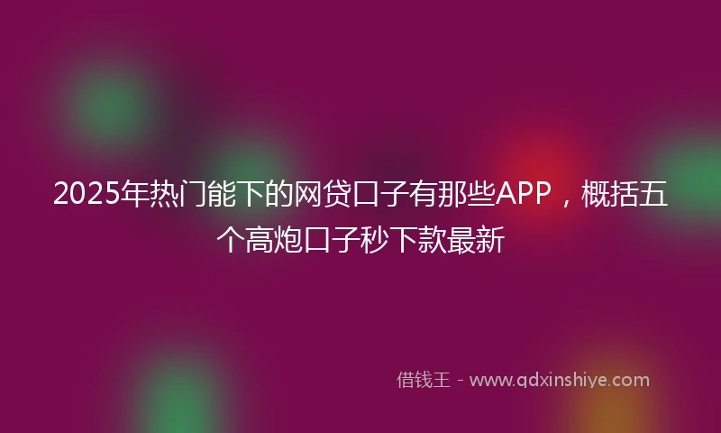 2025年热门能下的网贷口子有那些APP，概括五个高炮口子秒下款最新
