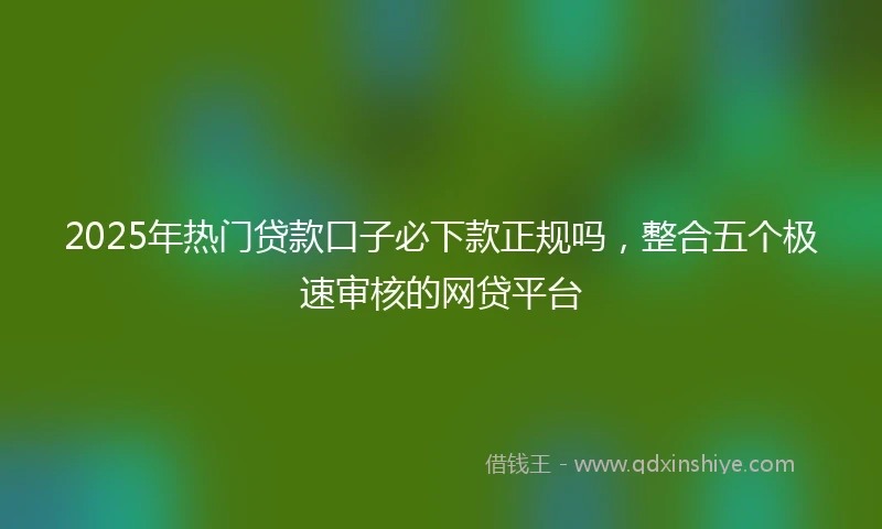 2025年热门贷款口子必下款正规吗，整合五个极速审核的网贷平台