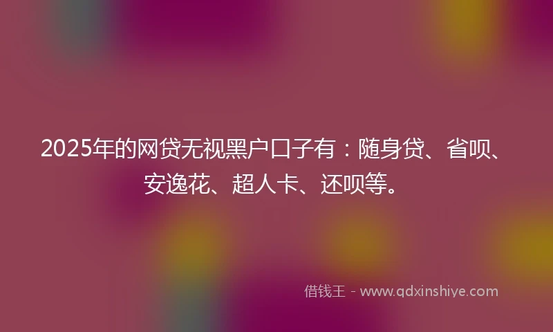 2025年的网贷无视黑户口子有：随身贷、省呗、安逸花、超人卡、还呗等。