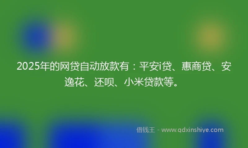 2025年的网贷自动放款有：平安i贷、惠商贷、安逸花、还呗、小米贷款等。