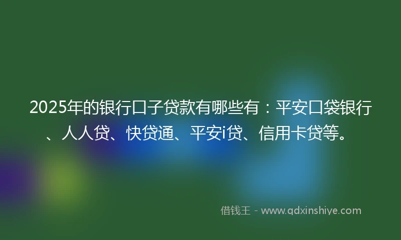 2025年的银行口子贷款有哪些有：平安口袋银行、人人贷、快贷通、平安i贷、信用卡贷等。