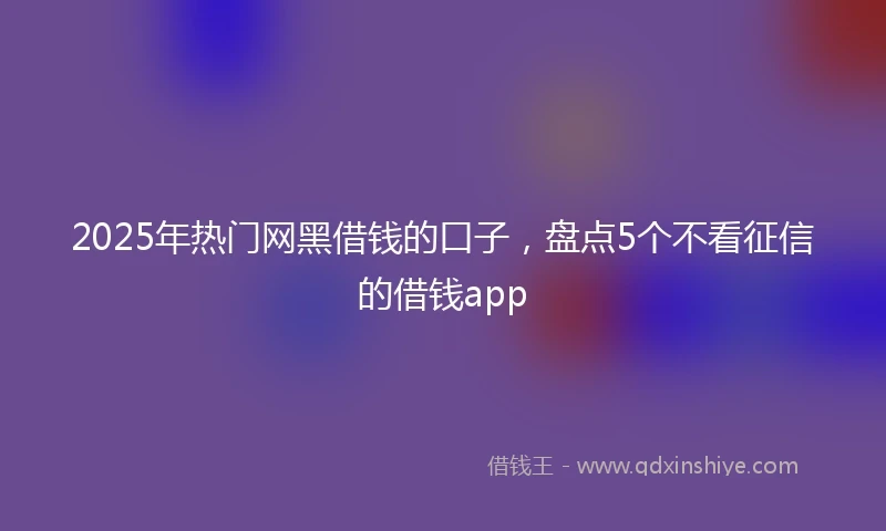 2025年热门网黑借钱的口子，盘点5个不看征信的借钱app