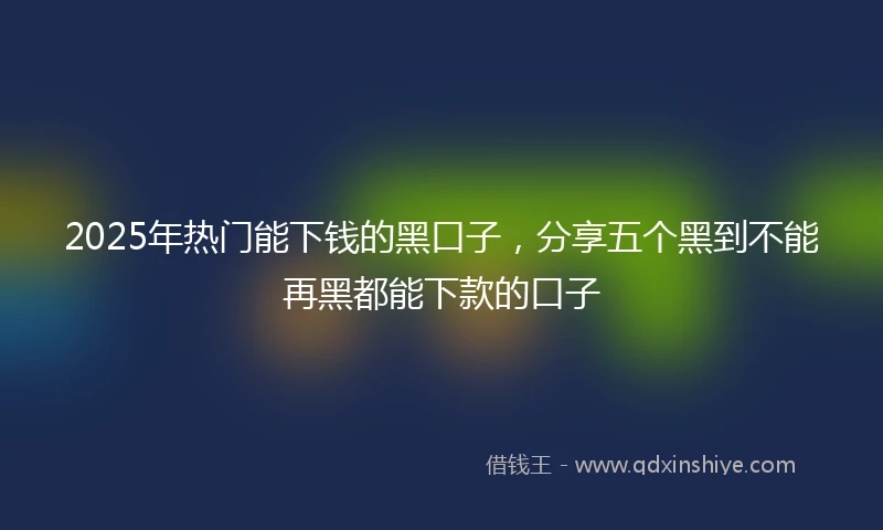 2025年热门能下钱的黑口子，分享五个黑到不能再黑都能下款的口子