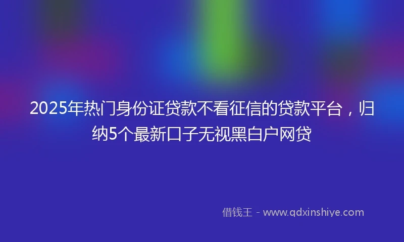 2025年热门身份证贷款不看征信的贷款平台,归纳5个最新口子无视黑白户网贷
