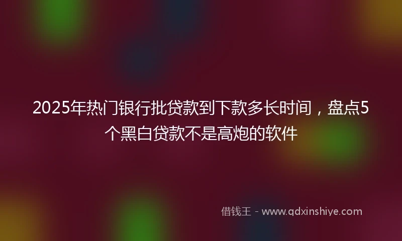 2025年热门银行批贷款到下款多长时间，盘点5个黑白贷款不是高炮的软件