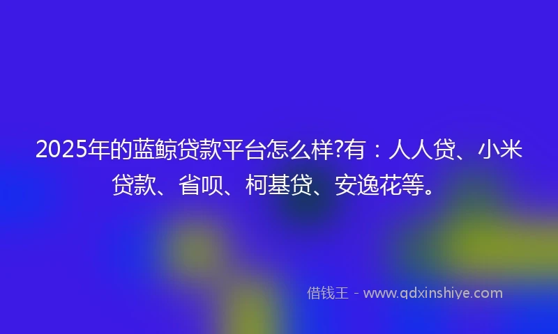 2025年的蓝鲸贷款平台怎么样?有：人人贷、小米贷款、省呗、柯基贷、安逸花等。