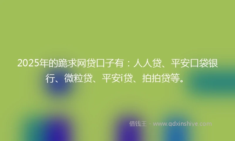 2025年的跪求网贷口子有：人人贷、平安口袋银行、微粒贷、平安i贷、拍拍贷等。