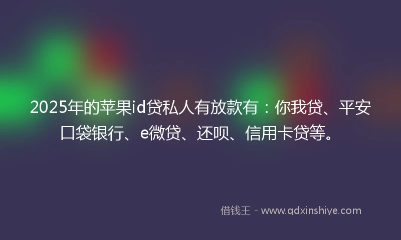 2025年的苹果id贷私人有放款有：你我贷、平安口袋银行、e微贷、还呗、信用卡贷等。