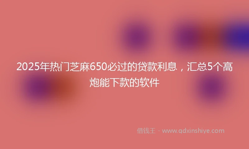 2025年热门芝麻650必过的贷款利息，汇总5个高炮能下款的软件