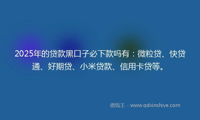 2025年的贷款黑口子必下款吗有：微粒贷、快贷通、好期贷、小米贷款、信用卡贷等。