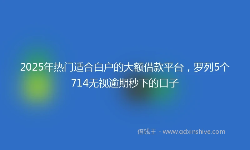 2025年热门适合白户的大额借款平台，罗列5个714无视逾期秒下的口子