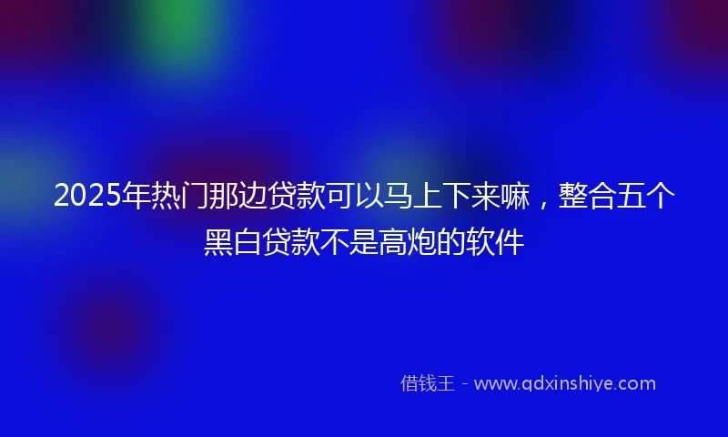 2025年热门那边贷款可以马上下来嘛，整合五个黑白贷款不是高炮的软件