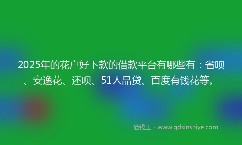 2025年的花户好下款的借款平台有哪些有：省呗、安逸花、还呗、51人品贷、百度有钱花等。