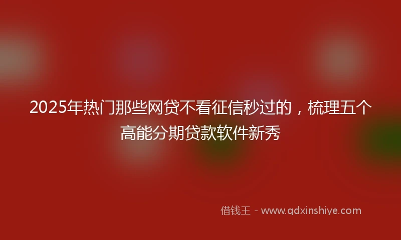 2025年热门那些网贷不看征信秒过的,梳理五个高能分期贷款软件新秀